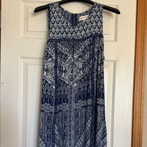 Blue Patterned Women's Midi Dress